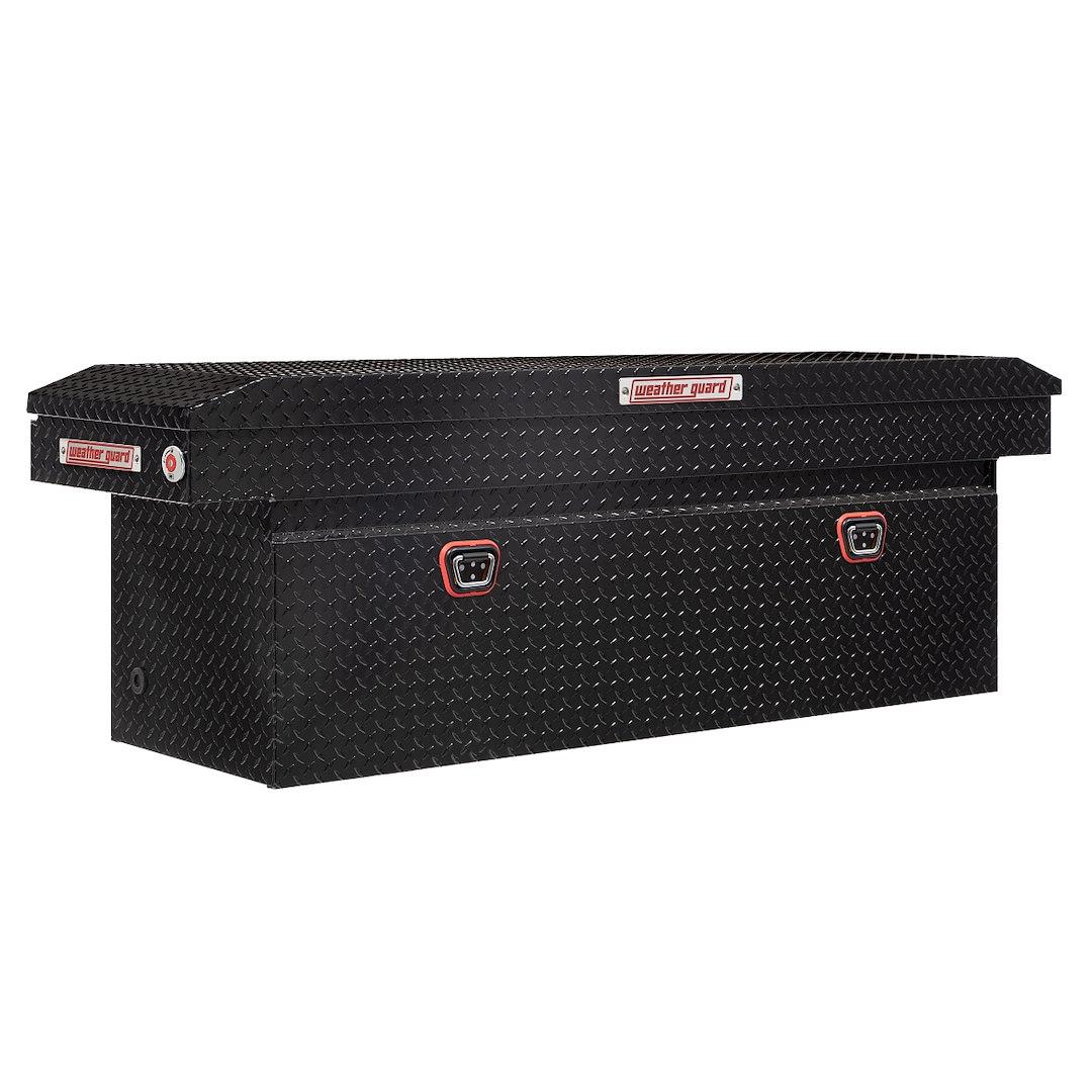 WEATHER GUARD 123-5-04 SADDLE BOX, Crossover; Single Lid; Powder Coated; Gloss Black; Aluminum; 20 Inch Length x 72 Inch Width x 24 Inch Height; 15 Cubic Feet Capacity; Extra Deep - The Twister Group Tools product