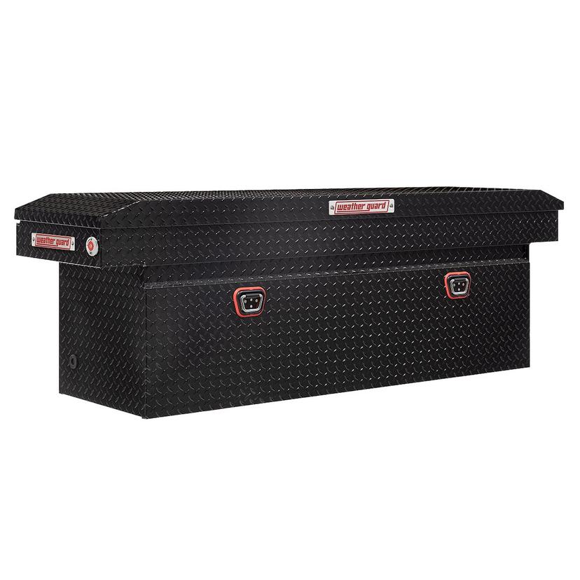 WEATHER GUARD 123-5-04 SADDLE BOX, Crossover; Single Lid; Powder Coated; Gloss Black; Aluminum; 20 Inch Length x 72 Inch Width x 24 Inch Height; 15 Cubic Feet Capacity; Extra Deep