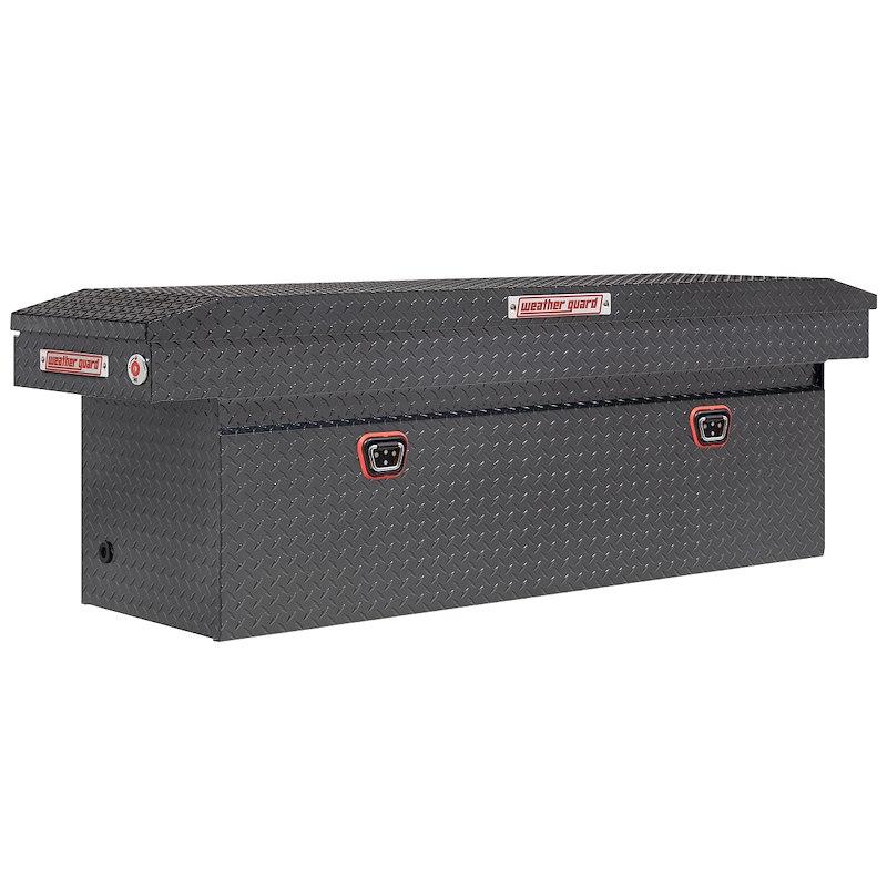 WEATHER GUARD 123-6-04 SADDLE BOX, Crossover; Single Lid; Powder Coated; Gunmetal Gray; Aluminum; 20 Inch Length x 72 Inch Width x 24 Inch Height; 15 Cubic Feet Capacity - The Twister Group Tools product