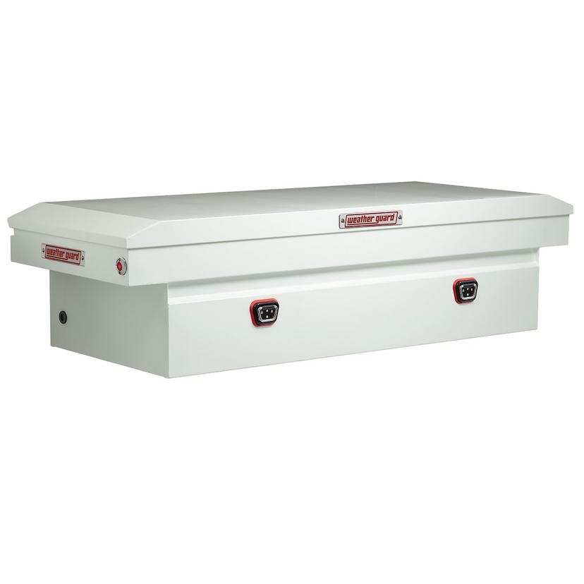 WEATHER GUARD 126-3-04 SADDLE BOX, Crossover; Single Lid; Powder Coated; White; Steel; 20 Inch Length x 72 Inch Width x 18 Inch Height; 11 Cubic Feet Capacity
