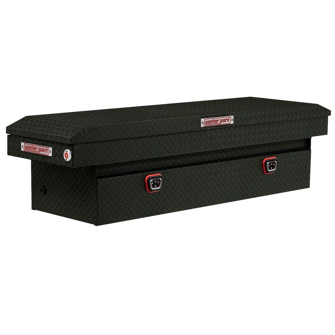 WEATHER GUARD 127-52-04 SADDLE BOX, Crossover; Single Lid; Powder Coated; Textured Matte Black; Aluminum; 20 Inch Length x 72 Inch Width x 18 Inch Height; 11 Cubic Feet Capacity - The Twister Group Tools product