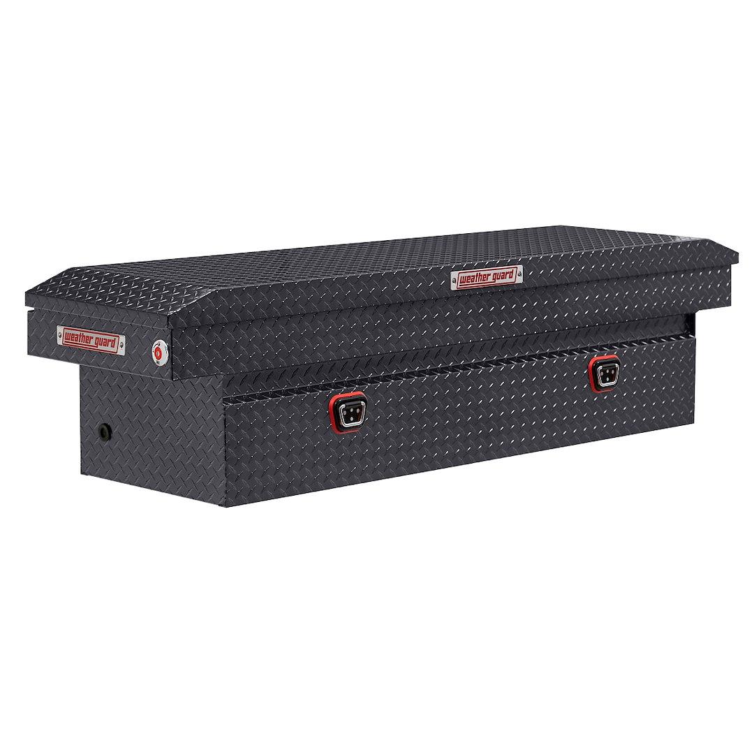 WEATHER GUARD 127-6-04 SADDLE BOX, Crossover; Single Lid; Powder Coated; Gunmetal Gray; Aluminum; 20 Inch Length x 72 Inch Width x 18 Inch Height; 11 Cubic Feet Capacity - The Twister Group Tools product
