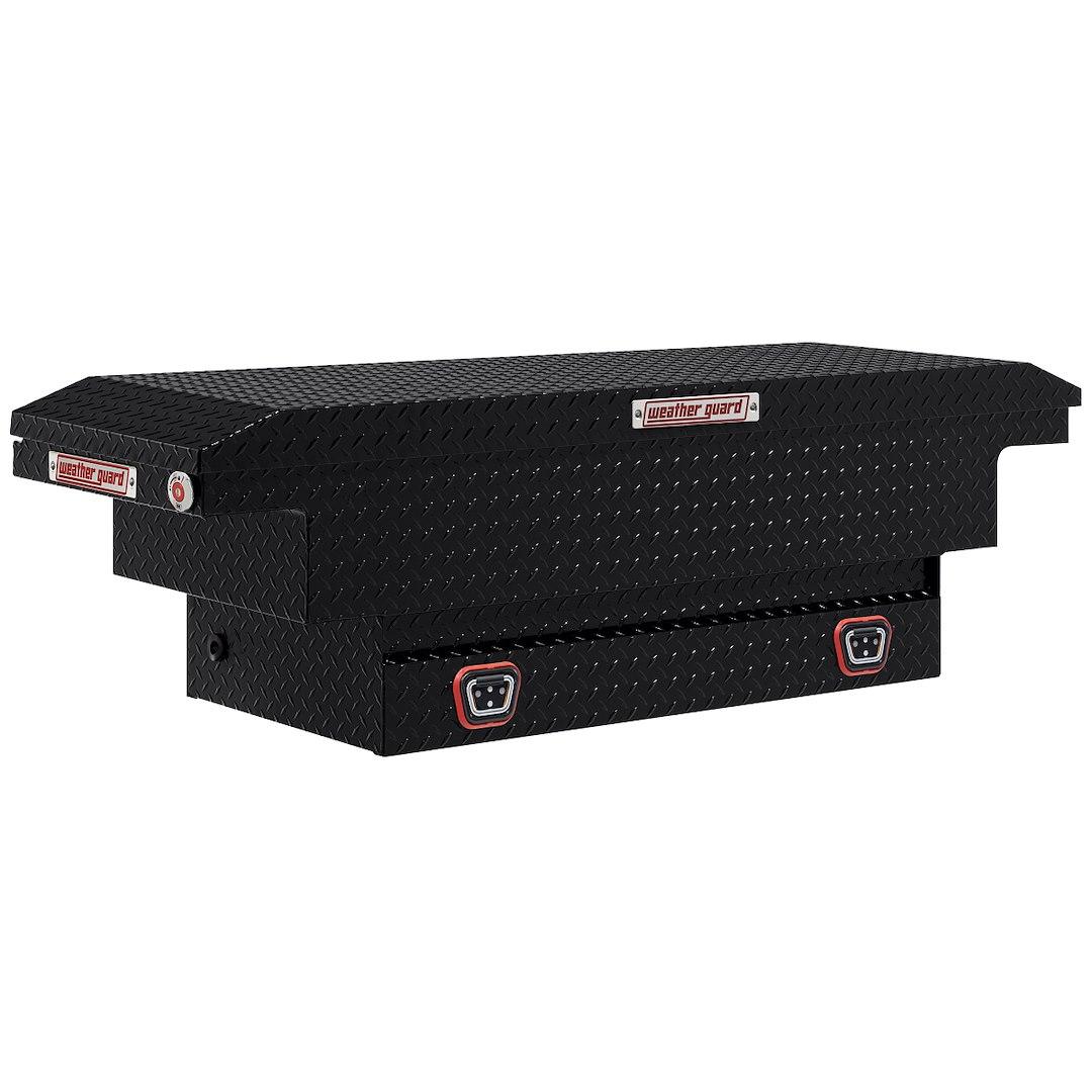 WEATHER GUARD 131-5-04 SADDLE BOX, Crossover; Low Profile; Single Lid; Powder Coated; Gloss Black; Aluminum; 20 Inch Length x 62 Inch Width x 18 Inch Height; 8 Cubic Feet Capacity - The Twister Group Tools product