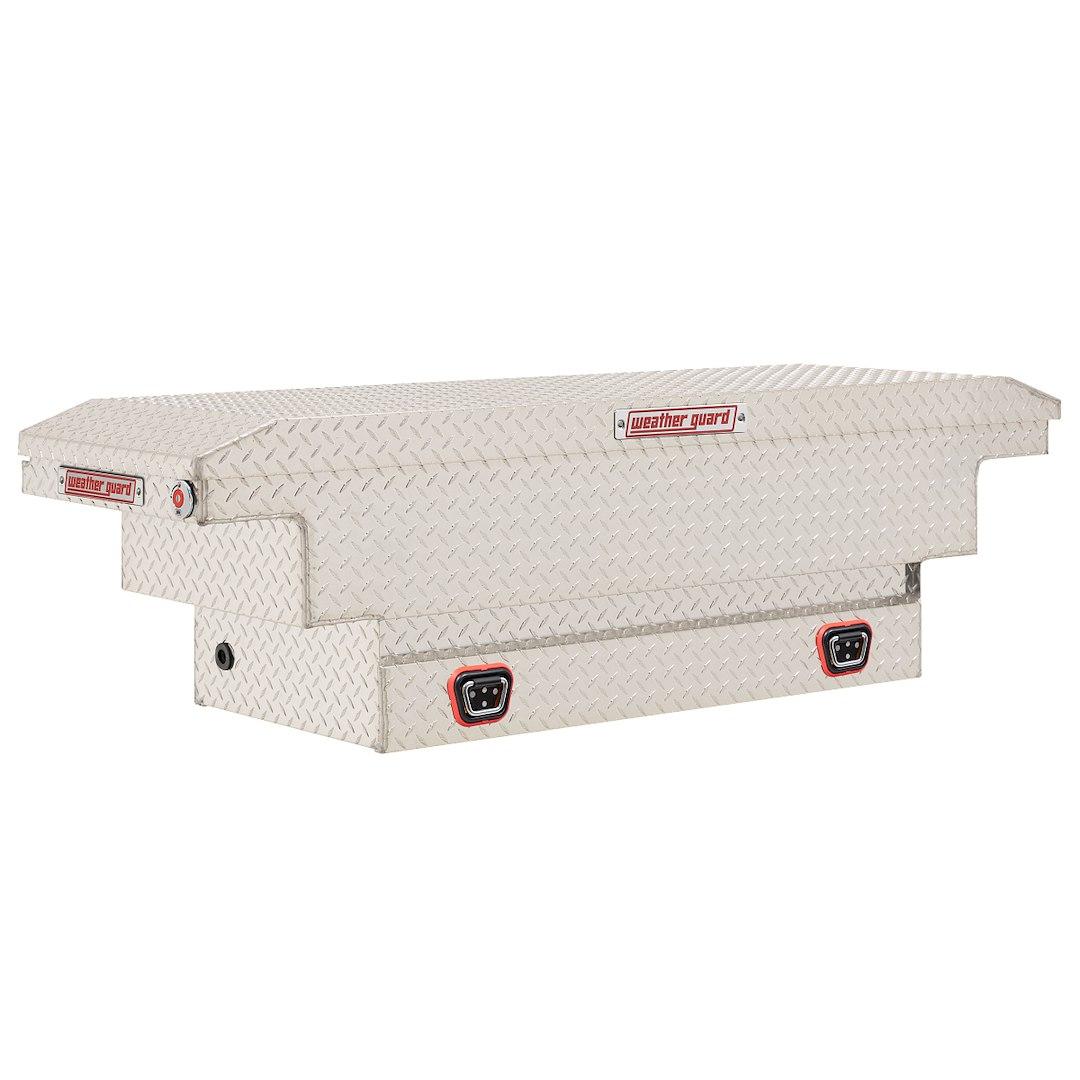 WEATHER GUARD 137-0-04 SADDLE BOX, Crossover; Single Lid; Powder Coated; Clear; Aluminum; 20 Inch Length x 62 Inch Width x 18 Inch Height; 9 Cubic Feet Capacity - The Twister Group Tools product