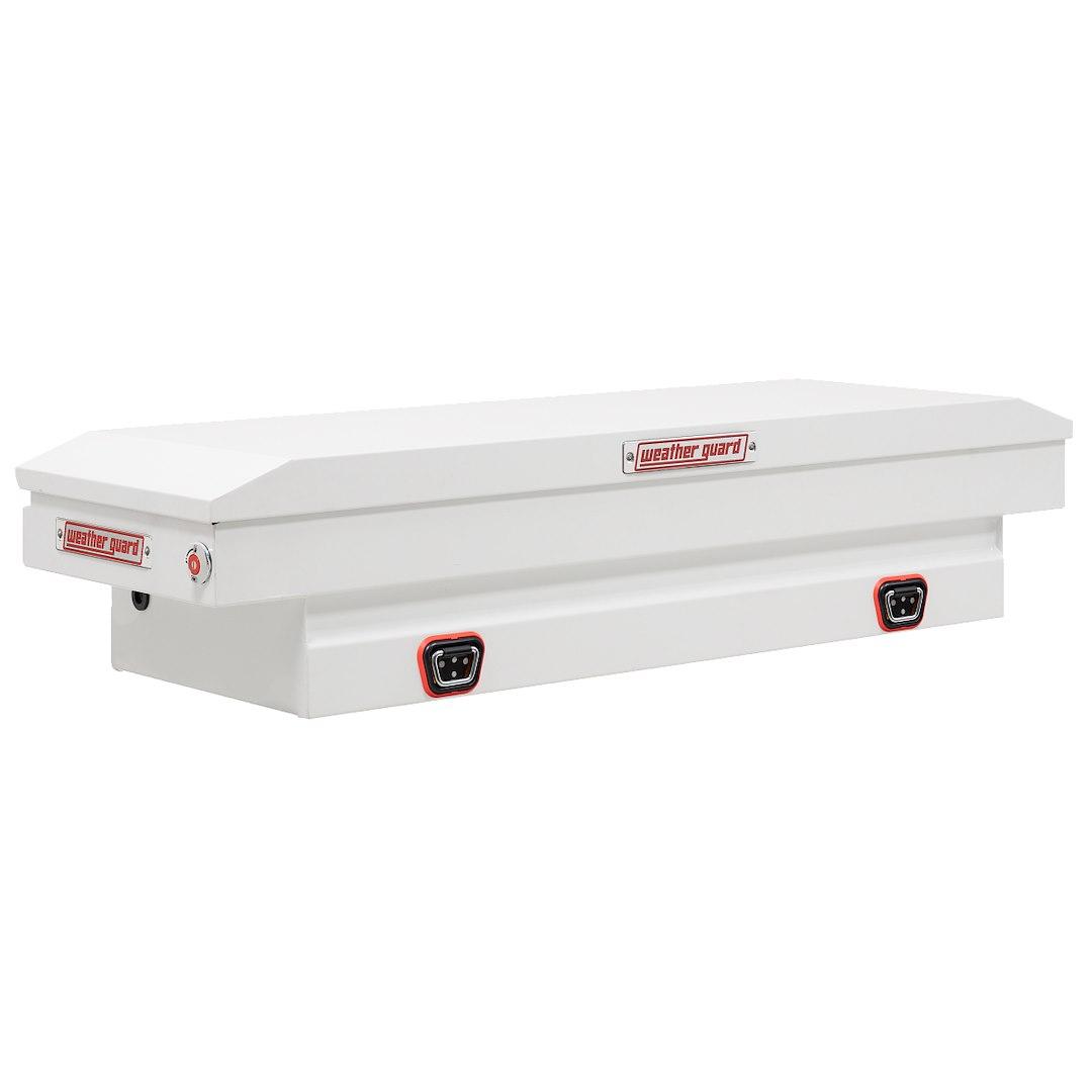 WEATHER GUARD 156-3-04 SADDLE BOX, Crossover; Single Lid; Powder Coated; White; Steel; 20 Inch Length x 62 Inch Width x 13 Inch Height; 7 Cubic Feet Capacity - The Twister Group Tools product