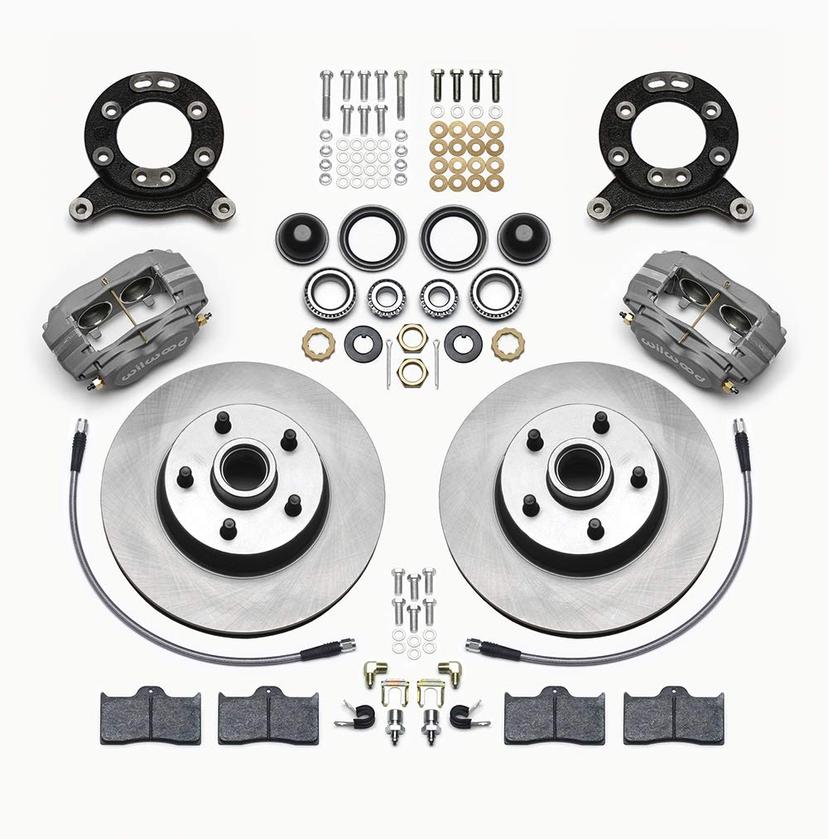 WILWOOD 140-13476 Brake System, Classic Series, Dynalite, Front, 4 Piston Caliper, 11.30 in Solid Rotor, Offset, Aluminum, Gray, Various Ford 1965-70, Kit
