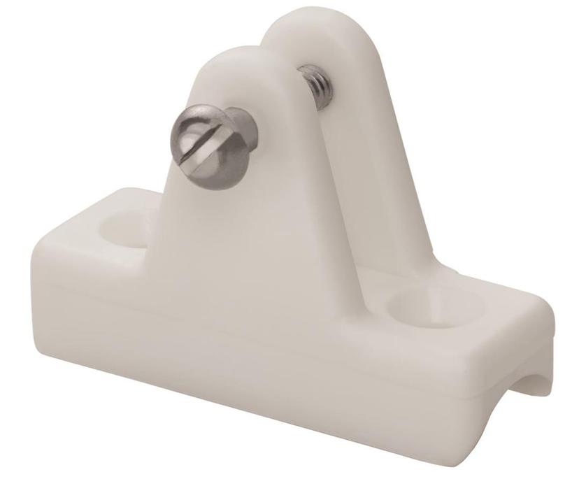 WHITECAP 3443WP Boat Deck Hinge; Marine Series; Concave Base; 2-3/8 Inch Length x 7/8 Inch Width; 3/16 Inch-5 Bolt Size; White; Nylon; Single
