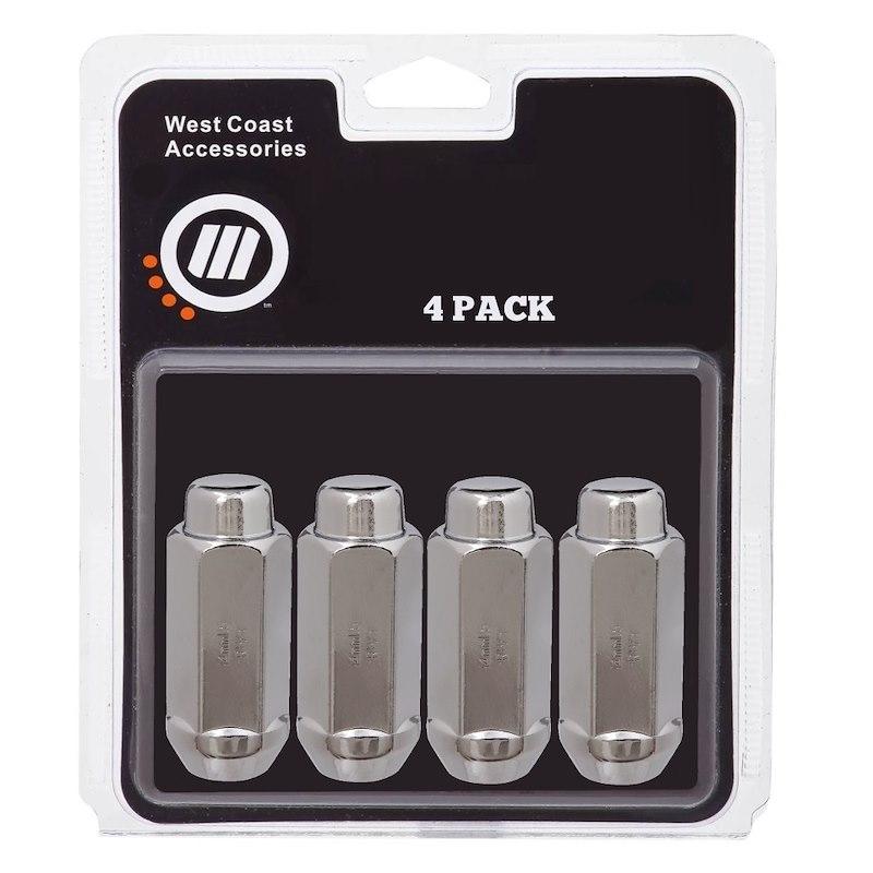 WC WHEEL W4-1396L Lug Nut; 9/16 Inch x 18 Thread Size; 60 Degree Conical Bulge; Acorn Extra Long; 1.90 Inch/ 48.2 Millimeter Overall Length; 13/16 Inch Hex Size; Chrome Plated; Steel; Pack Of 4