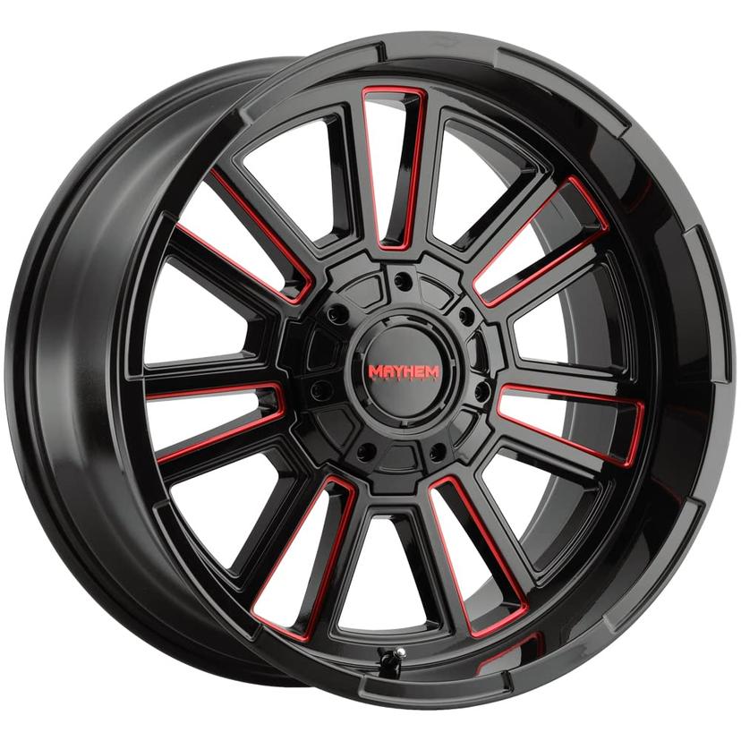 MAYHEM 8115-2981BTR APOLLO 8115 GLOSS BLACK MILLED PRISM RED MILLED 20-9 8-165.1 0MM 125.2MM