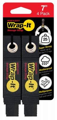 WRAP-IT 104-10BX Multi Purpose Strap; 7 Inch Length x 3 Inch Width; Nylon; Black - High quality product image showing WRAP-IT 104-10BX Multi Purpose Strap; 7 Inch Length x 3 Inch Width; Nylon; Black details and features