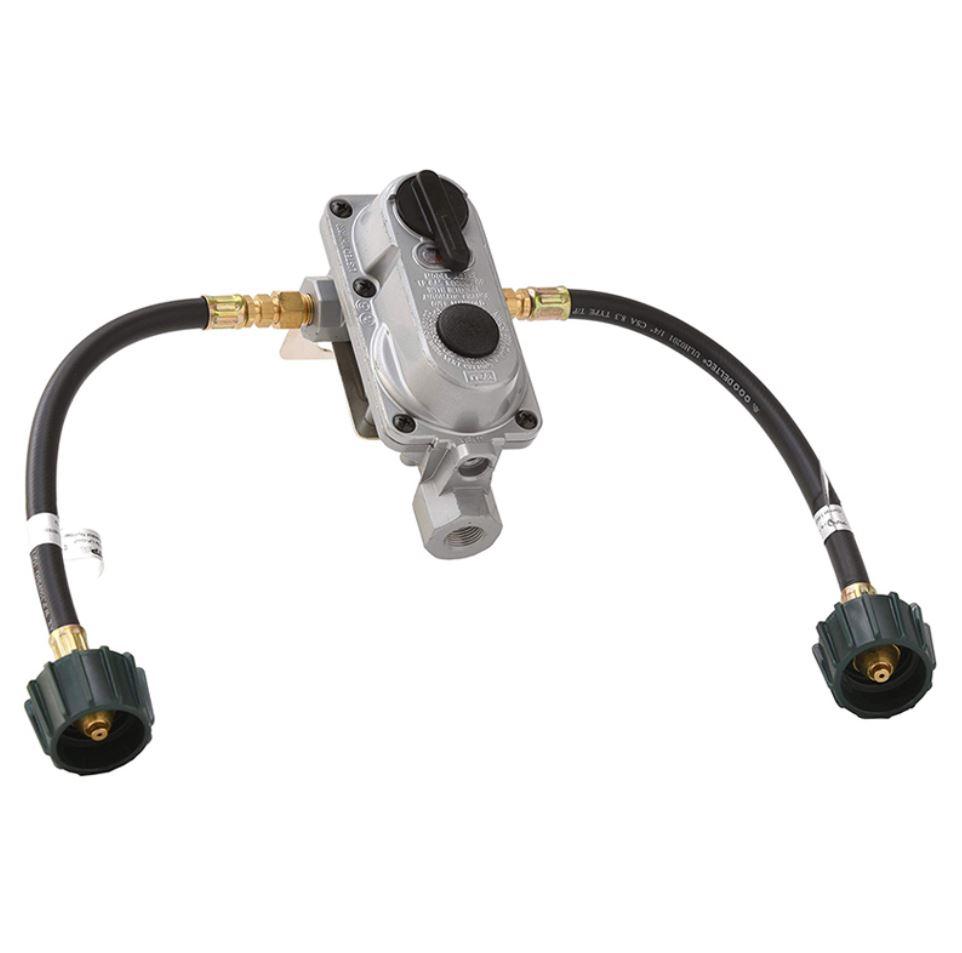 FLAME KING KT12ACR6 2-Stage Auto Changeover LP Propane Gas Regulator With Two 12 Inch Pigtails For RVs, Vans, Trailers - High quality product image showing FLAME KING KT12ACR6 2-Stage Auto Changeover LP Propane Gas Regulator With Two 12 Inch Pigtails For RVs, Vans, Trailers details and features