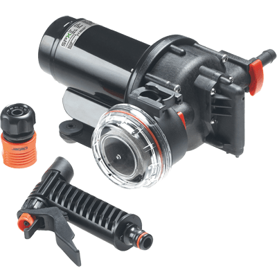 JOHNSON PUMP 10-13399-03 Boat Washdown Pump; Aqua Jet; Santoprene Diaphragm; 3.5 Gallon Per Minute; 3/8 Inch BSP/ 1/2 Inch Barb Port Connection; Polyphthalamide(PPA) Body And Nitrile Valve - The Twister Group Tools product