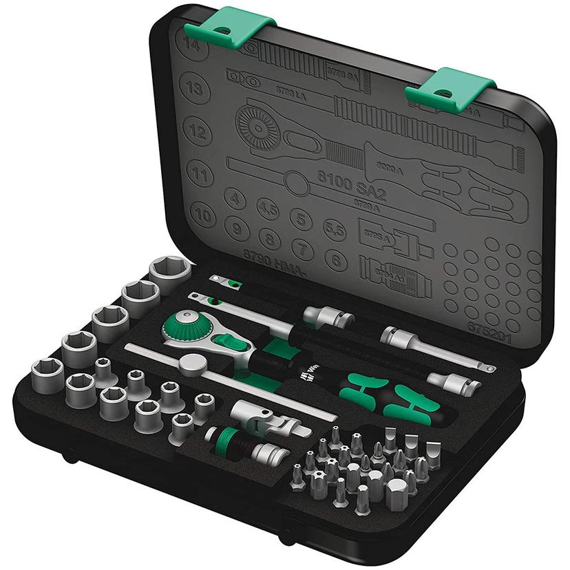 WERA 05003533001 Zyklop Metric 1/4 INCH Drive Speed Ratchet 42 Piece Set