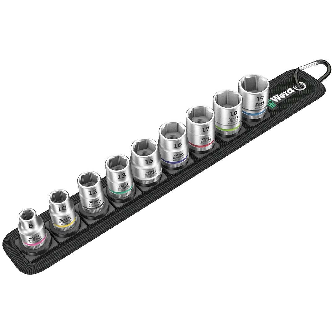 WERA 05003883001 1/4 INCH Metric Sockets - On Storage Belt (9 Piece) - High quality product image showing WERA 05003883001 1/4 INCH Metric Sockets - On Storage Belt (9 Piece) details and features
