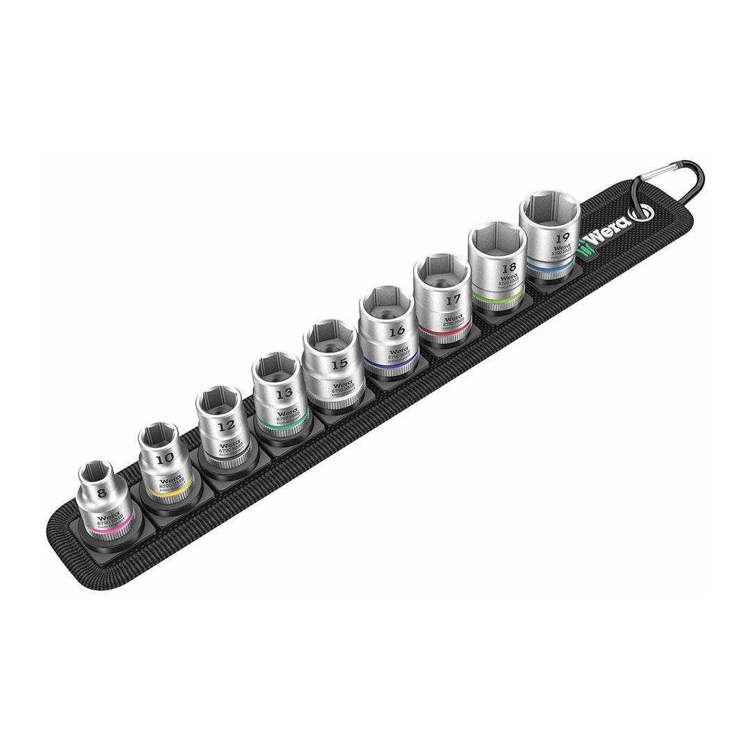 WERA 05003973001 Metric Socket Set on Storage Belt - 3/8 INCH Drive (9 Piece Set) - High quality product image showing WERA 05003973001 Metric Socket Set on Storage Belt - 3/8 INCH Drive (9 Piece Set) details and features