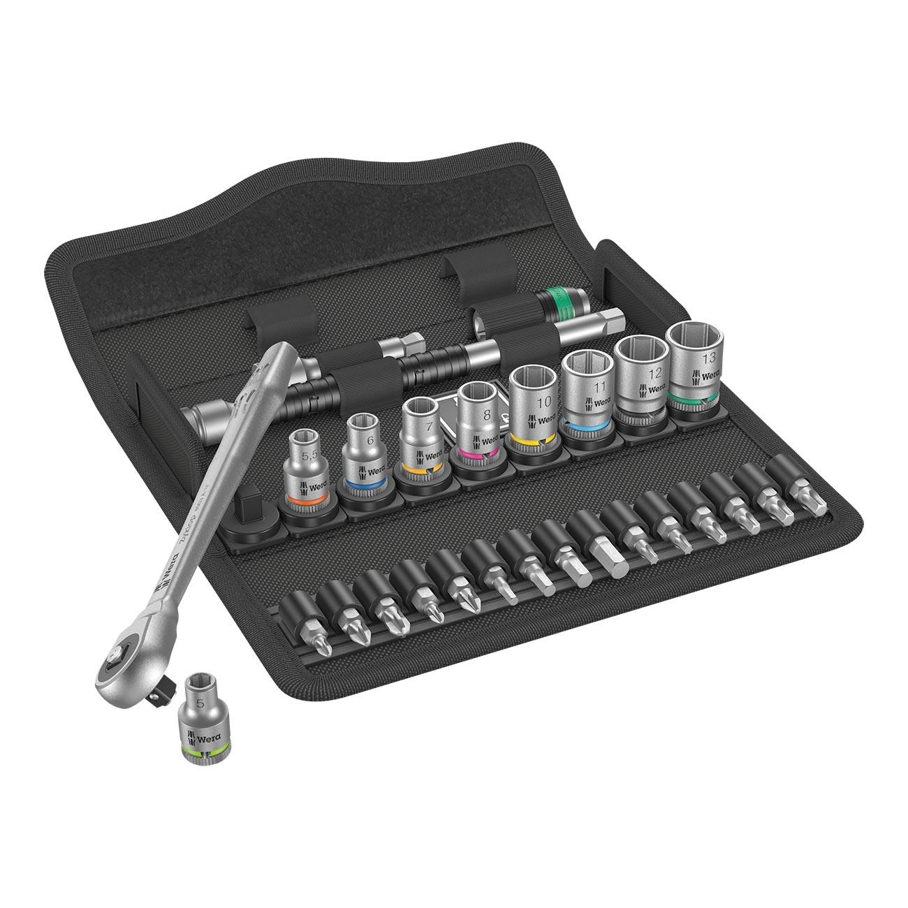 WERA 05004017001 Metric 1/4 INCH Drive Metal Ratchet Set with Push-Through Square (28 Piece Set) - High quality product image showing WERA 05004017001 Metric 1/4 INCH Drive Metal Ratchet Set with Push-Through Square (28 Piece Set) details and features