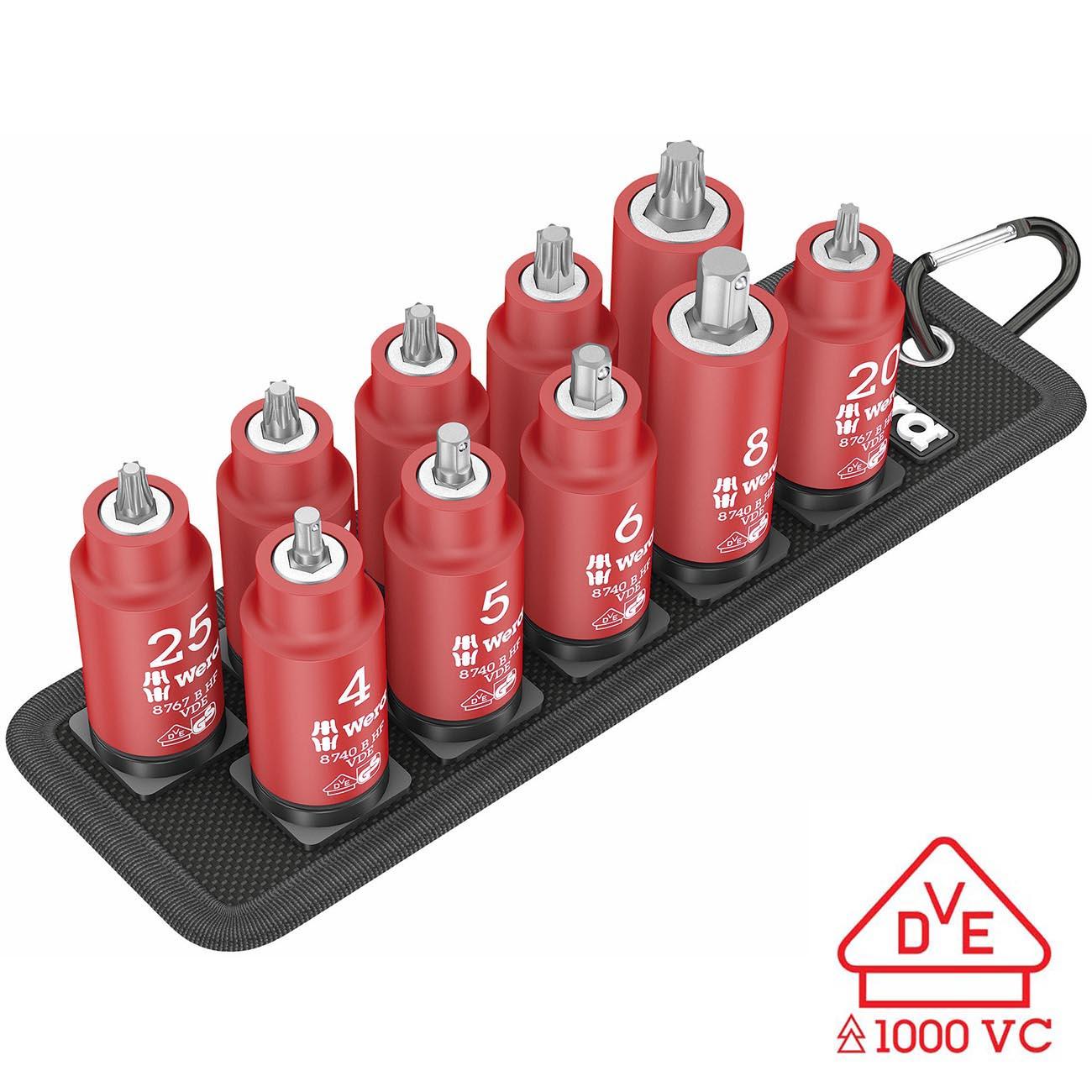 WERA 05004930001 VDE Bit Socket TORX and Hex Socket on Belt B 3/8 INCH drive (11-Piece Set) - High quality product image showing WERA 05004930001 VDE Bit Socket TORX and Hex Socket on Belt B 3/8 INCH drive (11-Piece Set) details and features