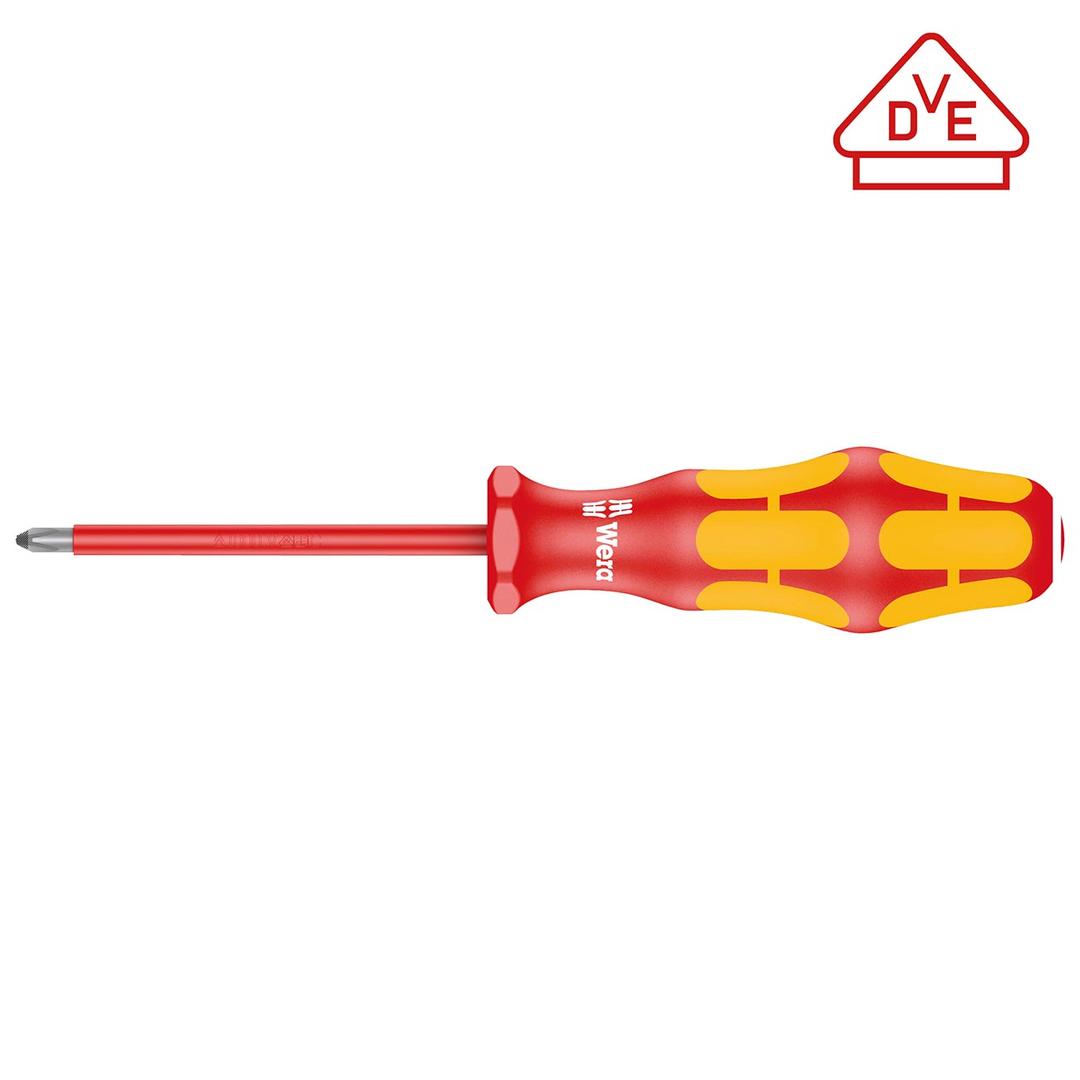 WERA 05006162001 VDE Insulated Screwdriver: Pozidriv PZ# 1 with Laser Tip - The Twister Group Tools product