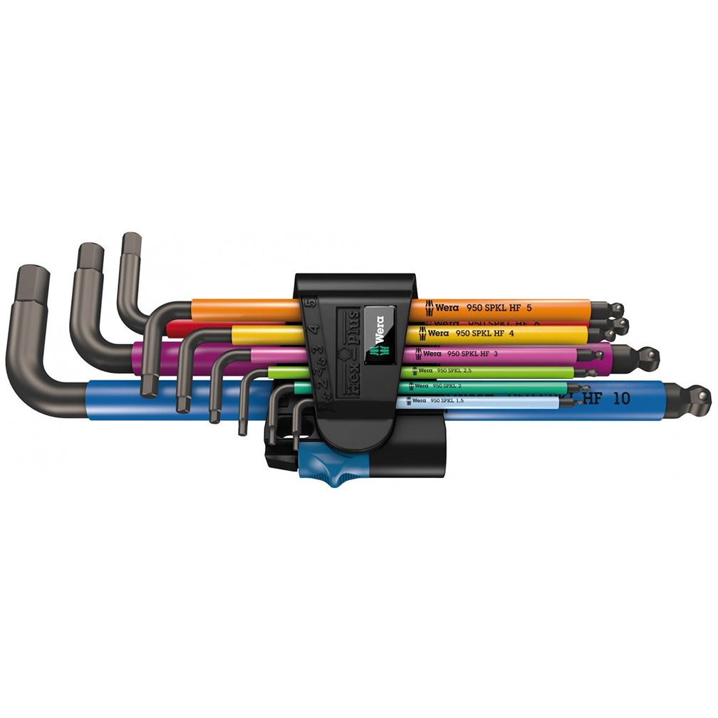 WERA 05022210001 Hex-Plus Color Coded Metric Long Shaft with Hold Function L-Key 9 Piece Set - The Twister Group Tools product