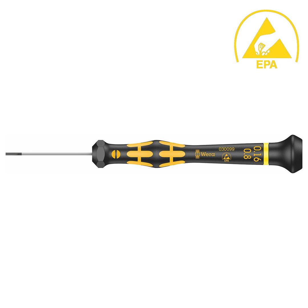 WERA 05030099001 ESD-Safe Micro Screwdriver: Slotted 0.16 x 0.8 x 40mm - The Twister Group Tools product
