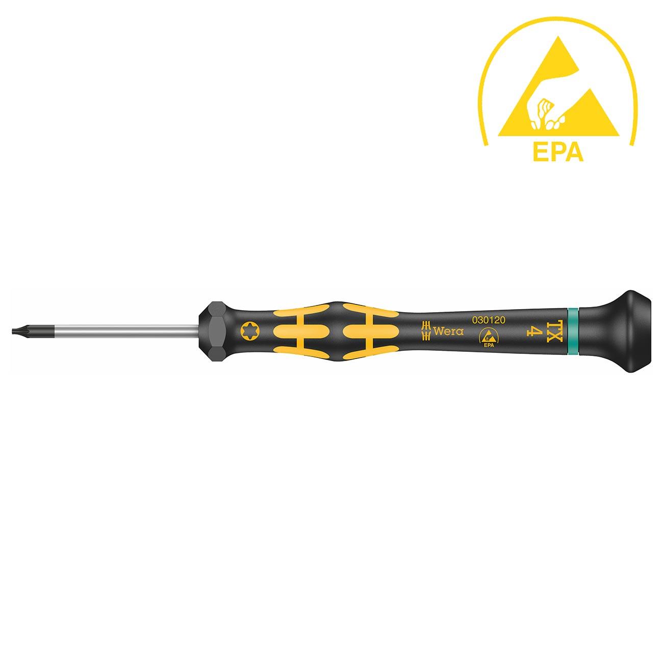 WERA 05030120001 Kraftform ESD Precision Micro Screwdriver: Torx TX4 - High quality product image showing WERA 05030120001 Kraftform ESD Precision Micro Screwdriver: Torx TX4 details and features