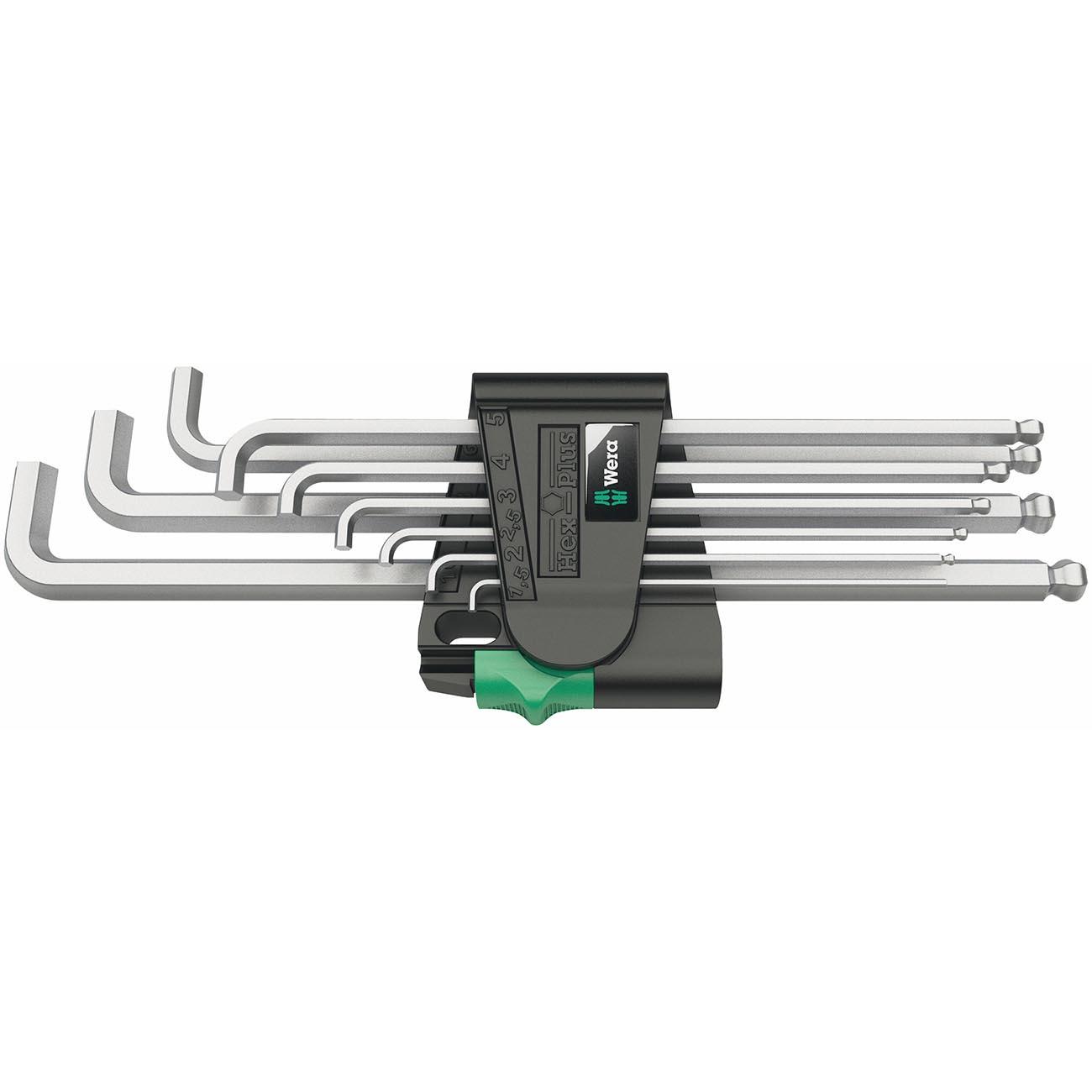 WERA 05073594001 Hex-Plus Chrome-Plated Stainless Steel Long Shaft Metric L-Key Allen Wrench (9-Piece Set) - High quality product image showing WERA 05073594001 Hex-Plus Chrome-Plated Stainless Steel Long Shaft Metric L-Key Allen Wrench (9-Piece Set) details and features