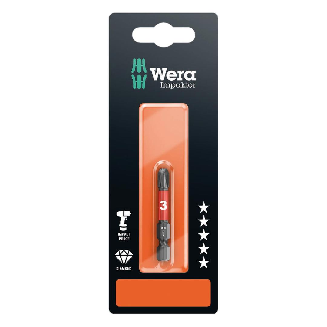 WERA 05073957001 Impaktor Phillips PH #3 x 50 mm Bit - 1/4 INCH Drive - The Twister Group Tools product