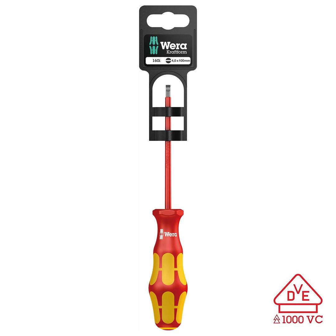 WERA 05100003001 Screwdriver: VDE Insulated Slotted 0.8x4x100 mm (On Hang-Tag) - The Twister Group Tools product