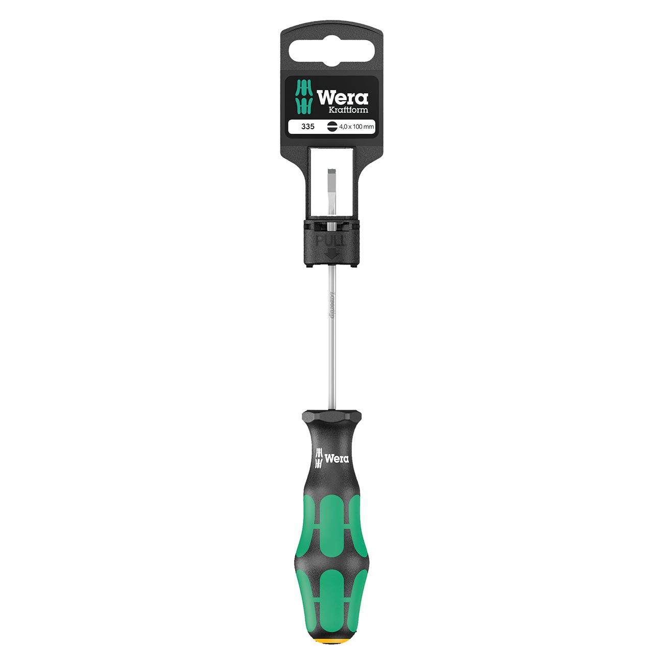 WERA 05100043001 Screwdriver: Slotted 4mm x 100mm LaserTip (On Hang-Tag) - High quality product image showing WERA 05100043001 Screwdriver: Slotted 4mm x 100mm LaserTip (On Hang-Tag) details and features