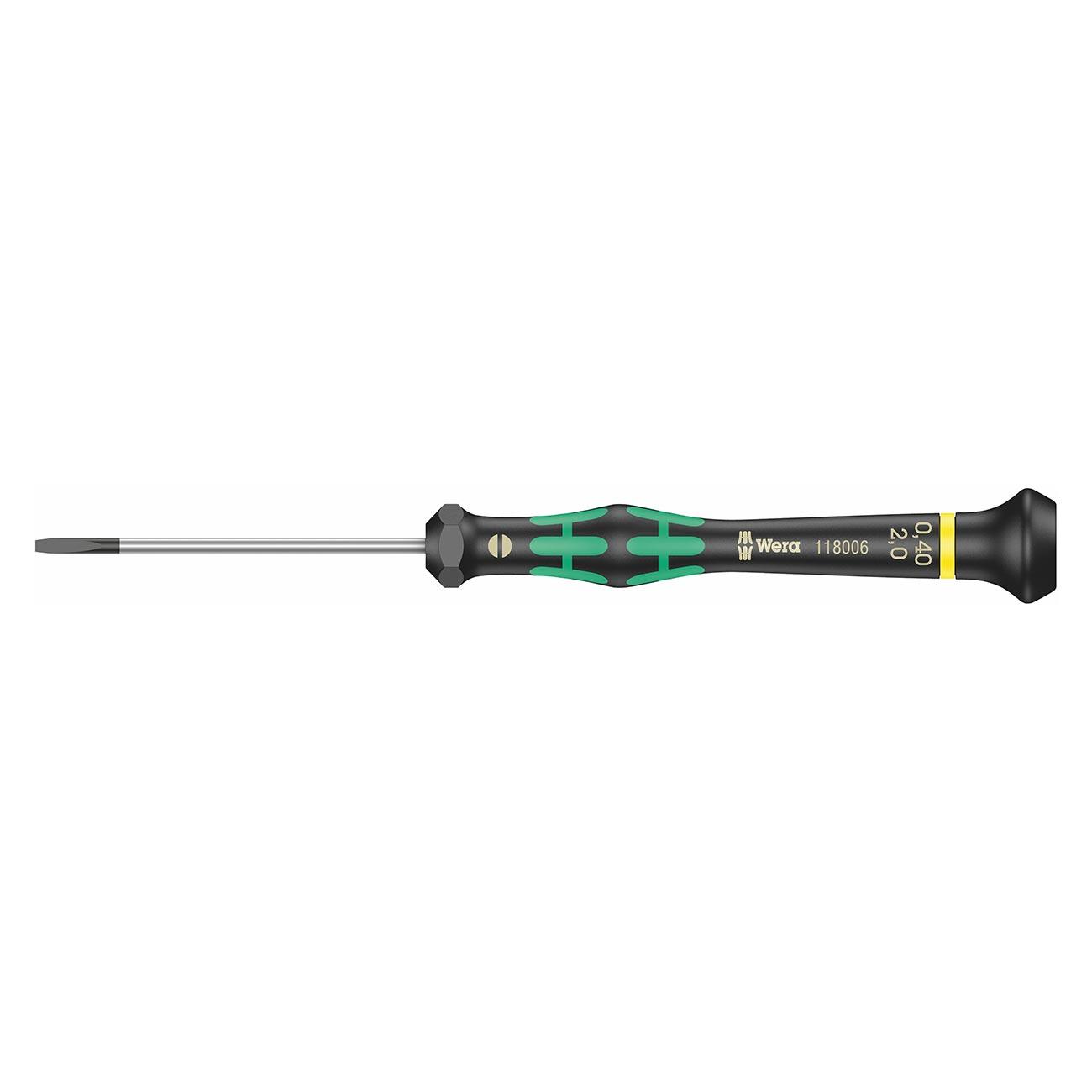 WERA 05118006001 Micro Electronics Precision Slotted Screwdriver 2.0 mm Head - High quality product image showing WERA 05118006001 Micro Electronics Precision Slotted Screwdriver 2.0 mm Head details and features