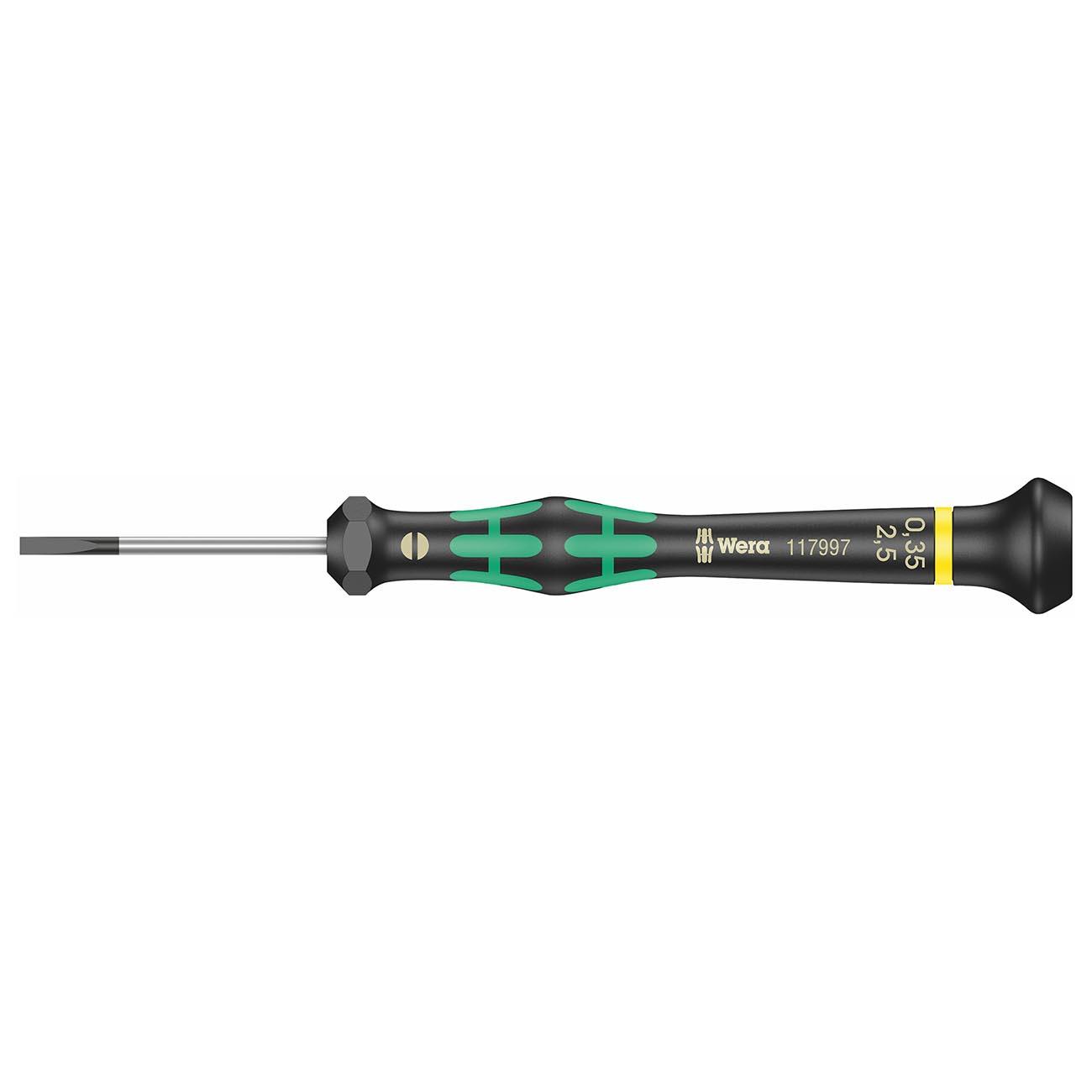 WERA 05118008001 Micro Electronics Precision Slotted Screwdriver - 2.5mm Head - High quality product image showing WERA 05118008001 Micro Electronics Precision Slotted Screwdriver - 2.5mm Head details and features