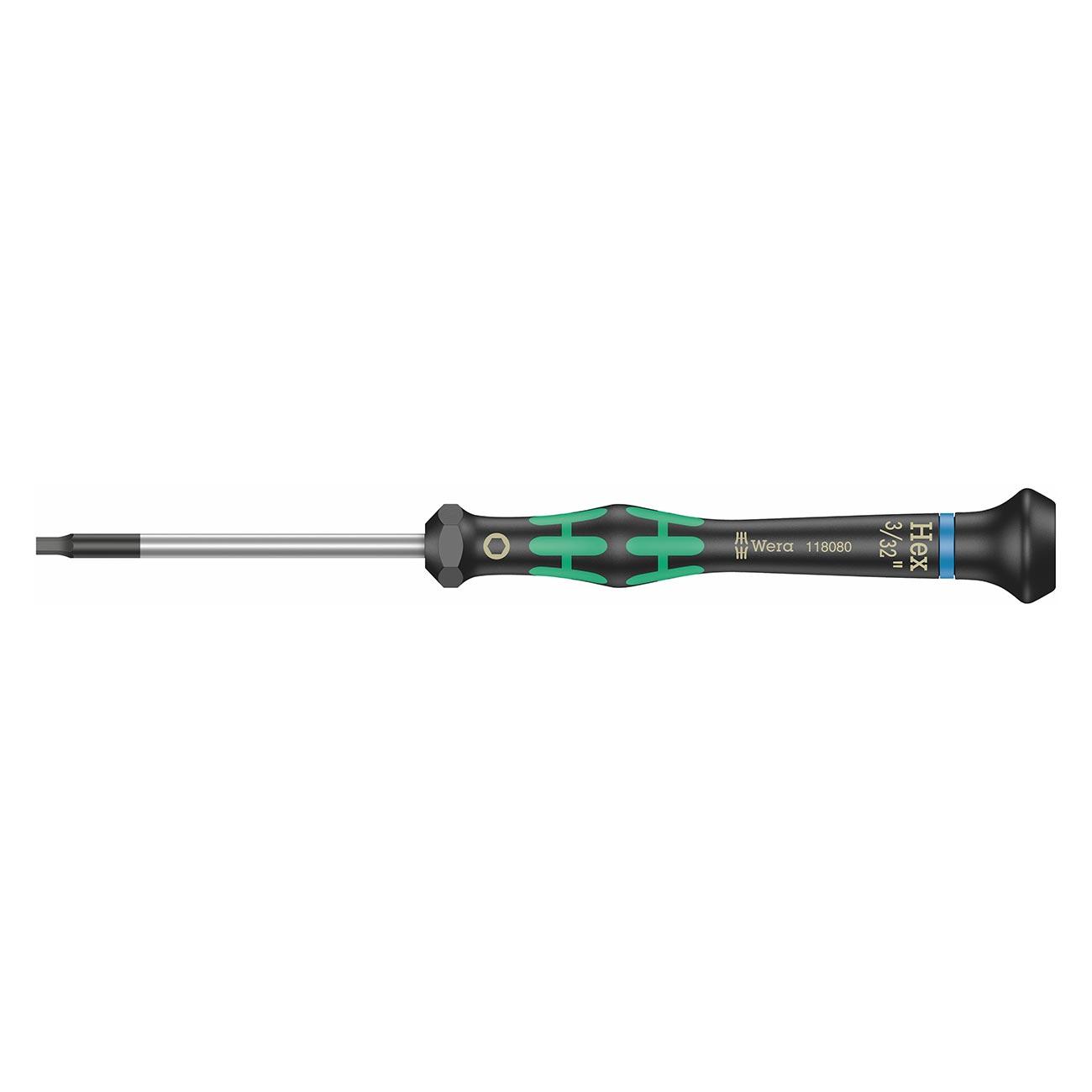 WERA 05118080001 Micro Electronics Precision SAE Hex-Plus Screwdriver 3/32 INCH x 60mm - High quality product image showing WERA 05118080001 Micro Electronics Precision SAE Hex-Plus Screwdriver 3/32 INCH x 60mm details and features