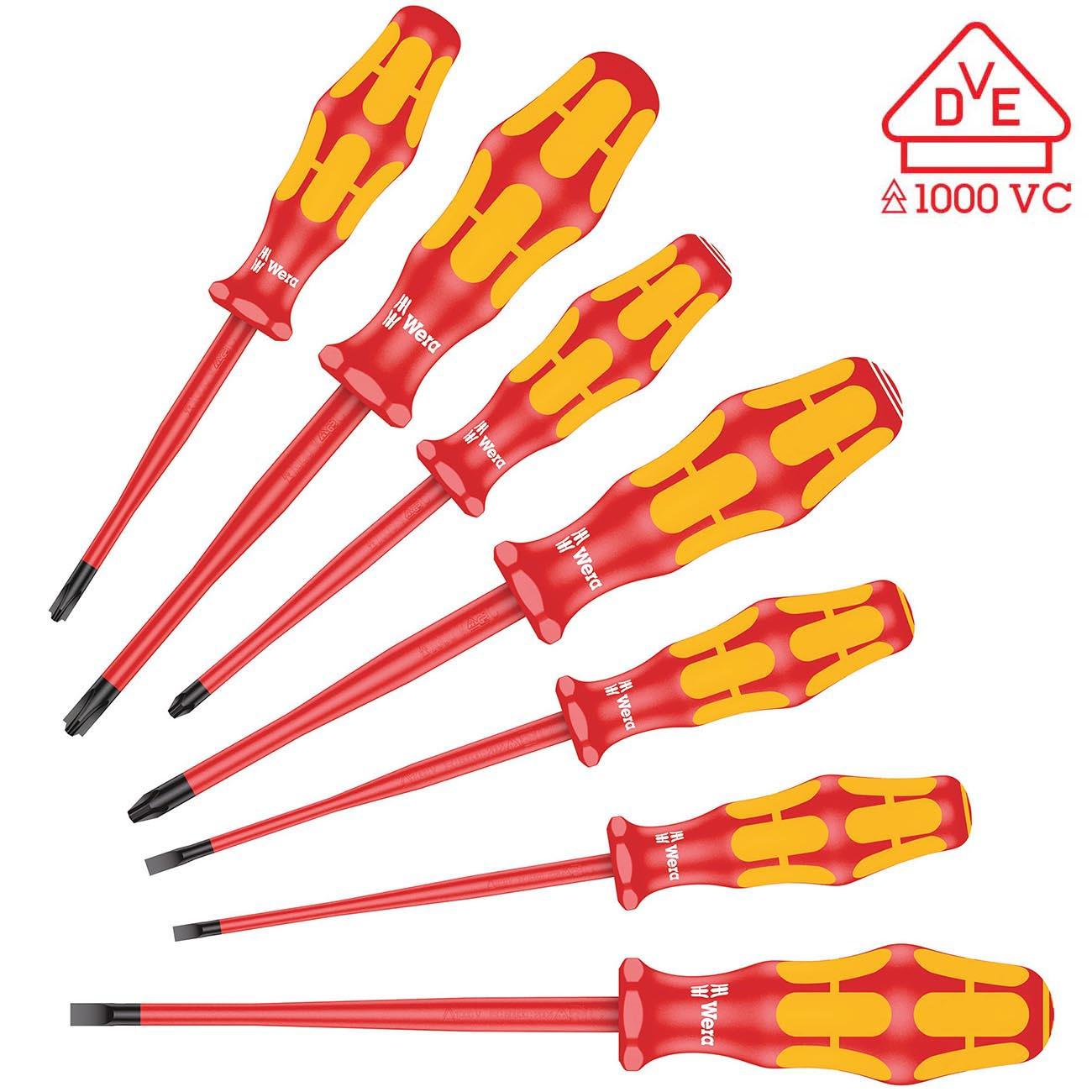 WERA 05135961001 Insulated Screwdriver set Kraftform Plus with Reduced Blade/Smaller Handles (7 Piece) - High quality product image showing WERA 05135961001 Insulated Screwdriver set Kraftform Plus with Reduced Blade/Smaller Handles (7 Piece) details and features