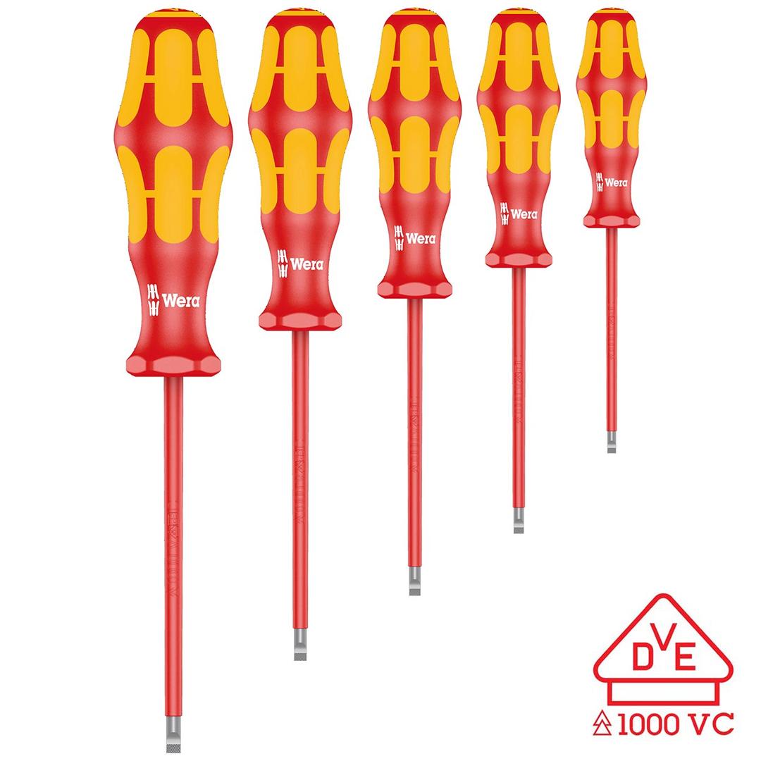 WERA 05346275001 Kraftform Insulated Slotted Screwdriver Set (5-Piece Set) - The Twister Group Tools product