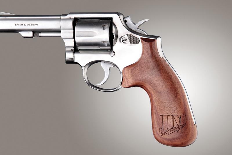 HOGUE 10314 K or L Square Butt Pau Ferro Wood Grip with JM (Jerry Miculek) Logo