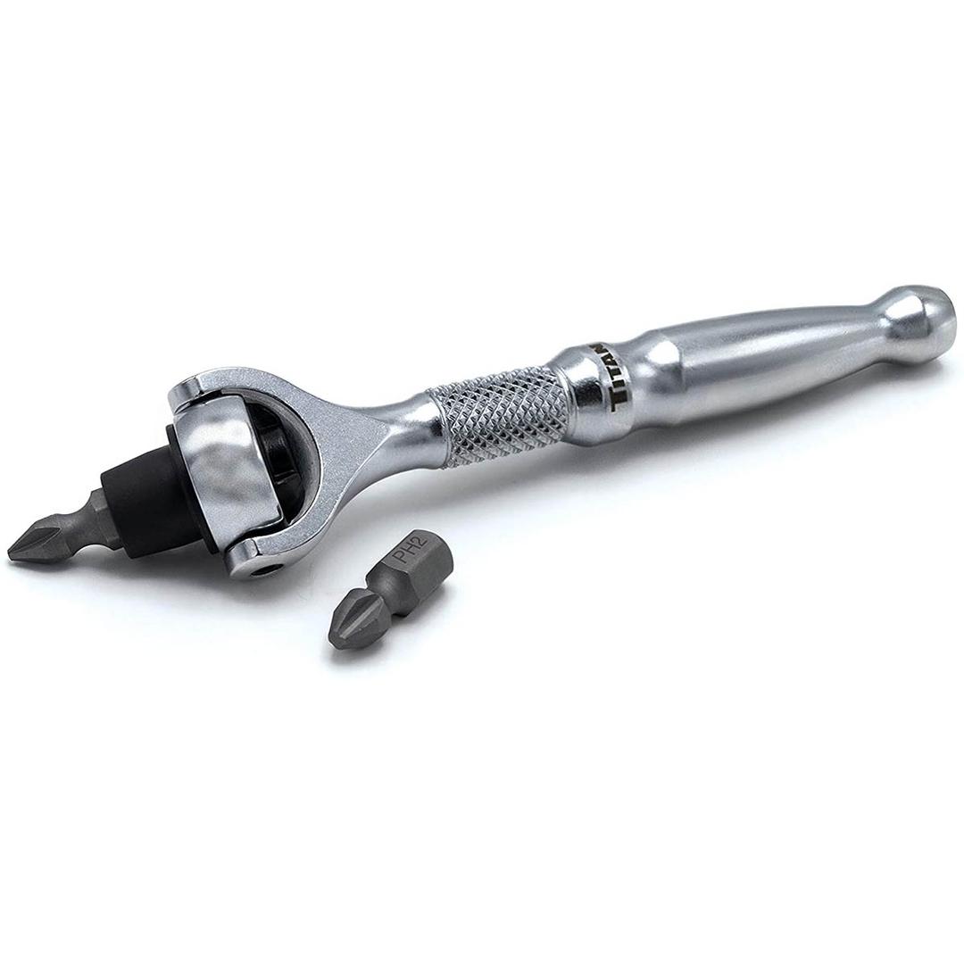 TITAN 11318 1/4 INCH Drive Aluminum Swivel Head Micro Ratchet Bit Driver Silver - The Twister Group Tools product