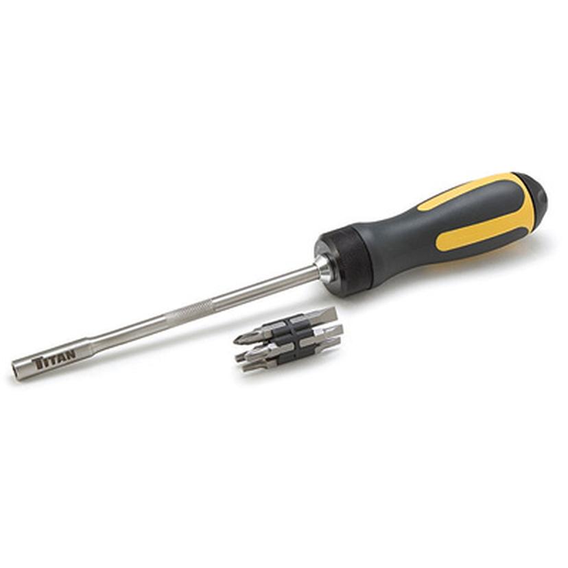 TITAN 12220 High Torque Ratcheting Screwdriver with Bits