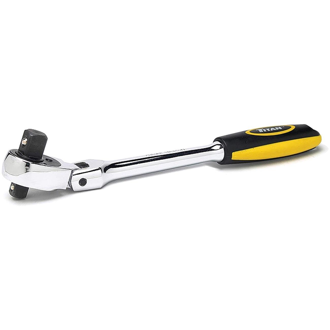 TITAN 12358 Dual Drive 3/8 INCH and 1/2 INCH x 9-1/2 INCH Flex Head Ratchet - 72 Tooth - High quality product image showing TITAN 12358 Dual Drive 3/8 INCH and 1/2 INCH x 9-1/2 INCH Flex Head Ratchet - 72 Tooth details and features