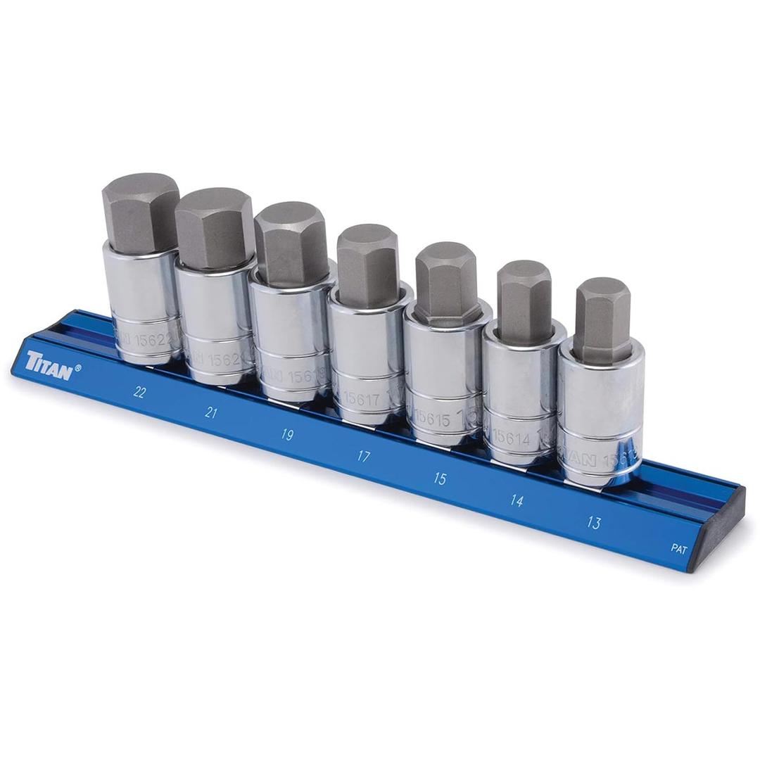 TITAN 16131 1/2 INCH Drive - Metric Large Hex Bit Socket Set (7 Piece Set) - The Twister Group Tools product