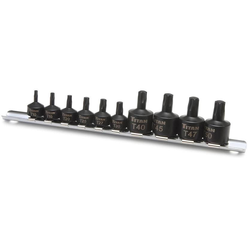 TITAN 16142 Impact Grade Stubby Star Bit Socket Set (10 Piece Set)