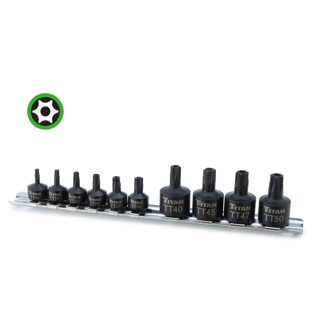 TITAN 16143 Impact Grade Tamper Resistant Stubby Star Bit Socket Set (10 Piece Set) - The Twister Group Tools product