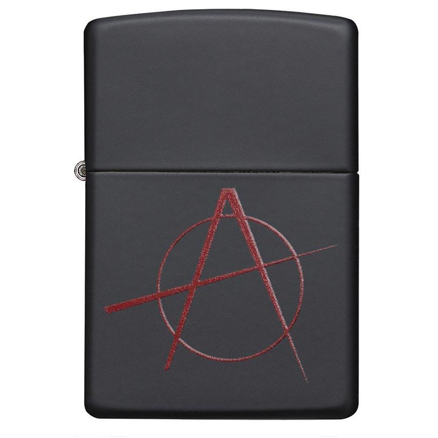 ZIPPO 20842 Windproof Lighter Red Anarchy Symbol Black Matte - The Twister Group Tools product