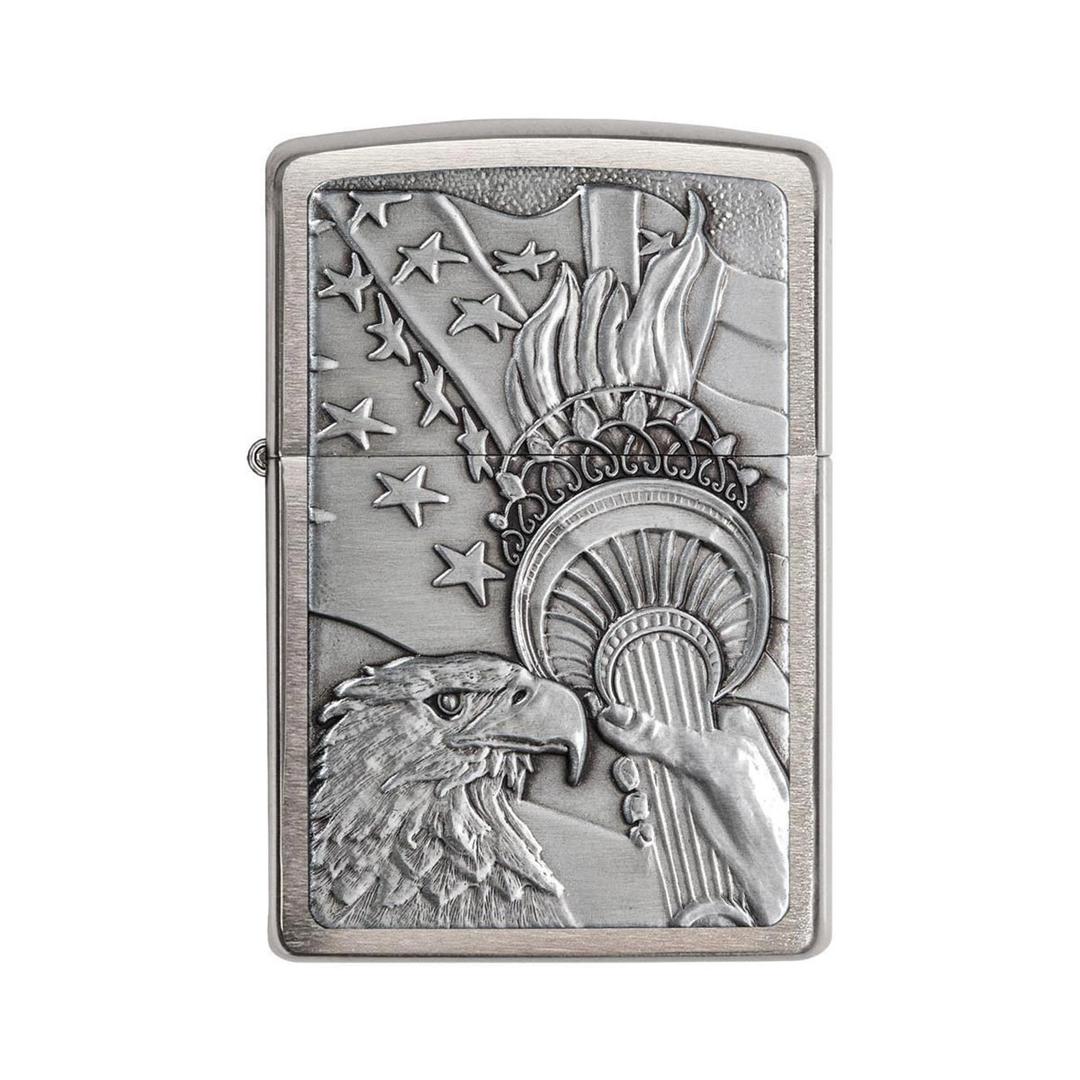 ZIPPO 20895 Windproof Lighter Patriotic Eagle Emblem Brushed Chrome - The Twister Group Tools product