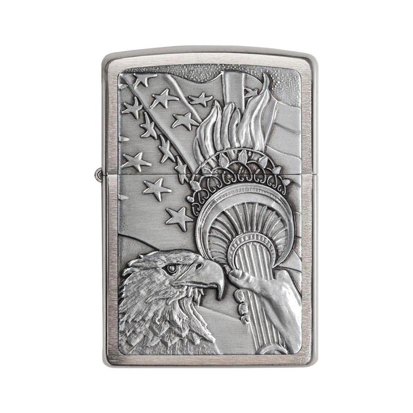 ZIPPO 20895 Windproof Lighter Patriotic Eagle Emblem Brushed Chrome