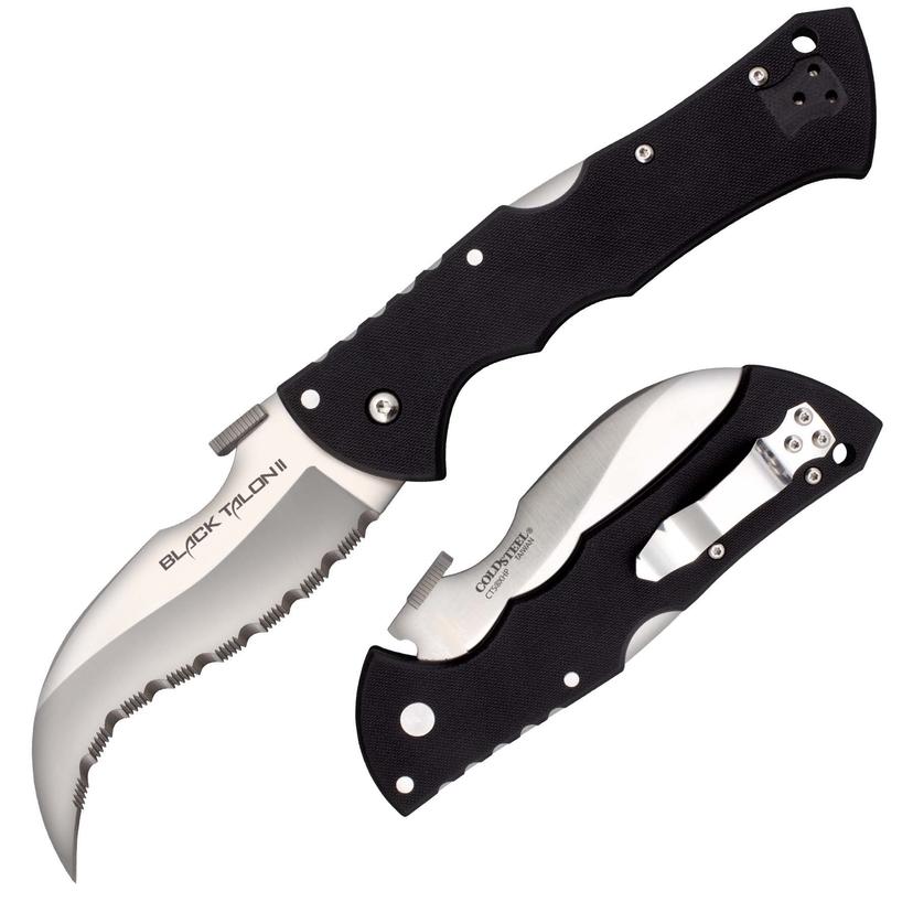 COLD STEEL 22BS Black Talon II Folding Knife 4 INCH Serrated Blade G10 Handles