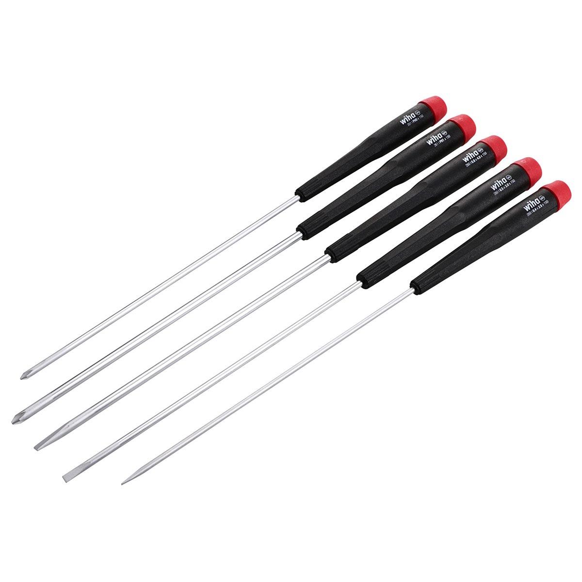 WIHA 26192 Precision Long Slotted/Phillips Screwdrivers - 5 Piece Set - High quality product image showing WIHA 26192 Precision Long Slotted/Phillips Screwdrivers - 5 Piece Set details and features