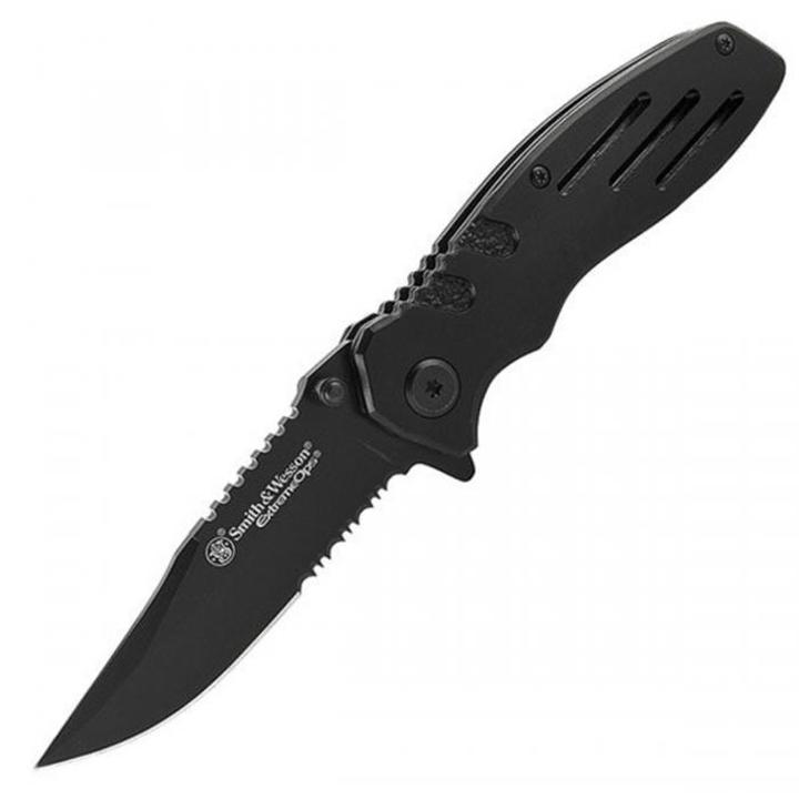 SMITH & WESSON SWA24S Extreme Ops Liner Lock Folding Knife Partially Serrated Clip Point Blade - High quality product image showing SMITH & WESSON SWA24S Extreme Ops Liner Lock Folding Knife Partially Serrated Clip Point Blade details and features