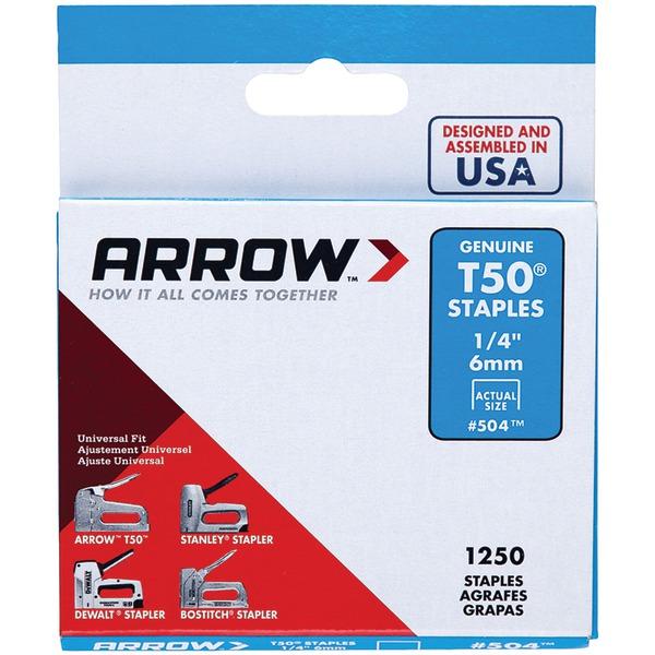 ARROW 50424 T50 Staples, 1,250 pk (1/4 INCH)