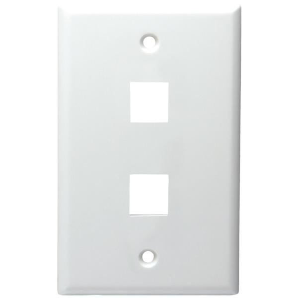 DATACOMM 20-3002-WH 2-Port Standard Size Keystone Wall Plate (White) - High quality product image showing DATACOMM 20-3002-WH 2-Port Standard Size Keystone Wall Plate (White) details and features