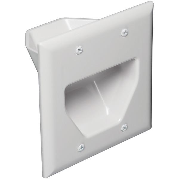 DATACOMM 45-0002-WH 2-Gang Recessed Cable Plate (White) - High quality product image showing DATACOMM 45-0002-WH 2-Gang Recessed Cable Plate (White) details and features